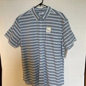 Sonoma Men's Button-Down, short sleeve shirt, XL Blue & White Stripe NWT